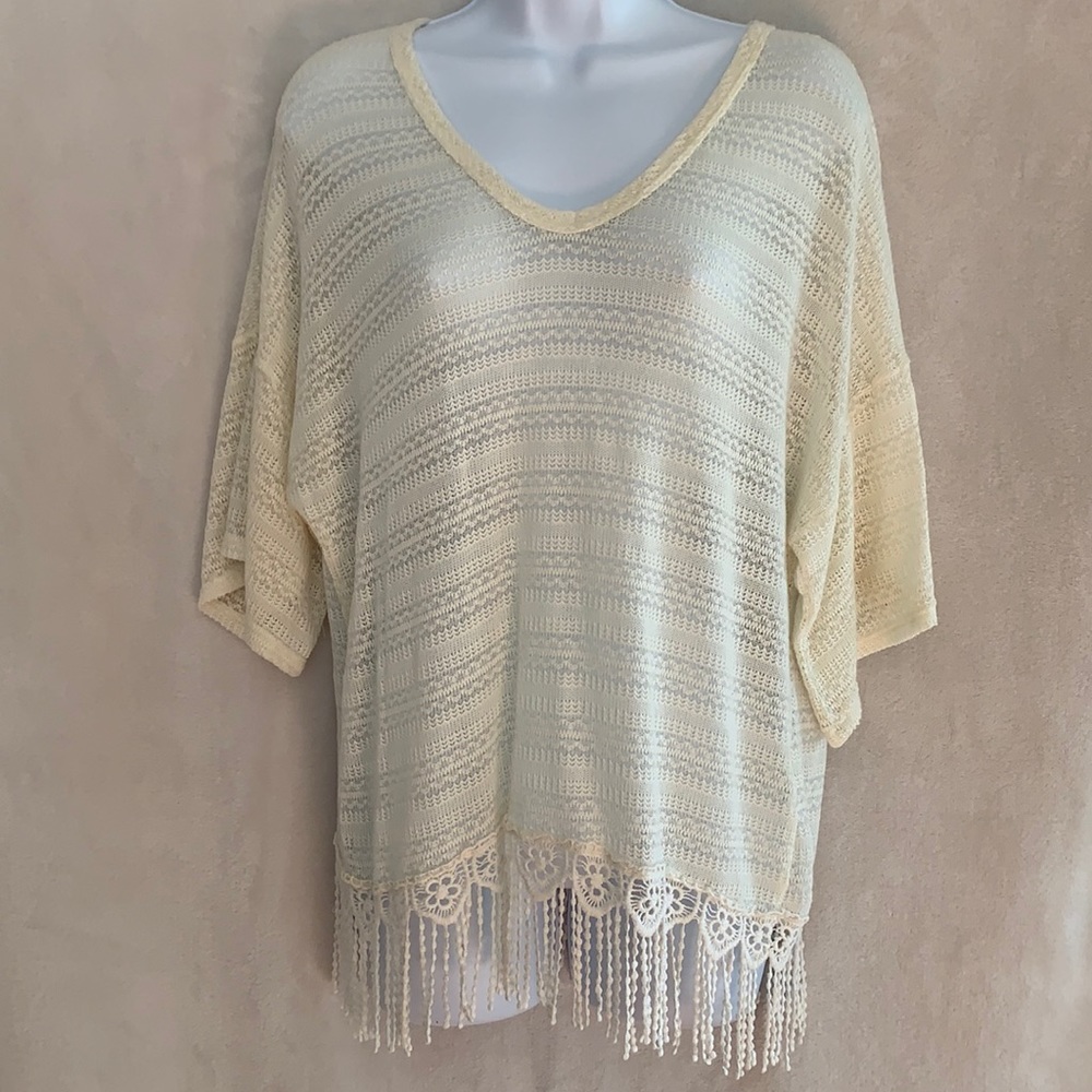 Alya boho slouchy sheer sweater size Small
